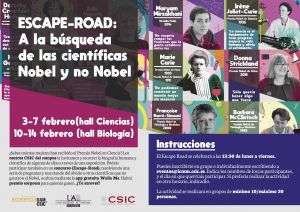 Nueva Edición del Escape Road: a la búsqueda de las científicas Nobel y no Nobel&quot;